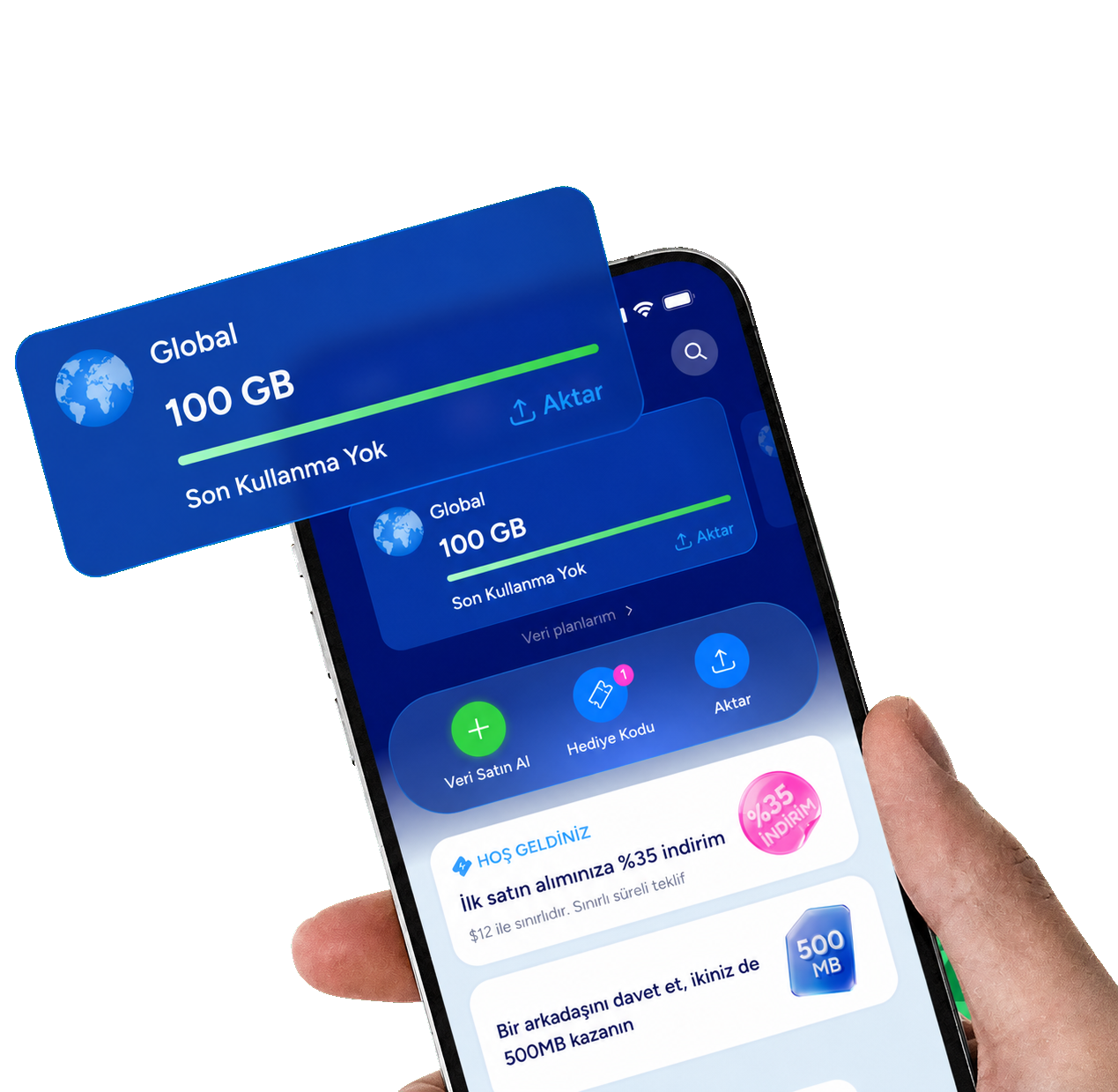 Eskimo eSIM app showing data plans and promotions